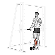 targeted style single leg calf raise (on a dumbbell) demonstration