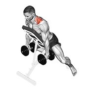 dumbbell decline shrug - rigid variation demonstration