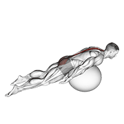 exercise ball back extension with knees off ground demonstration