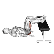 glute bridge two legs on bench (male) demonstration