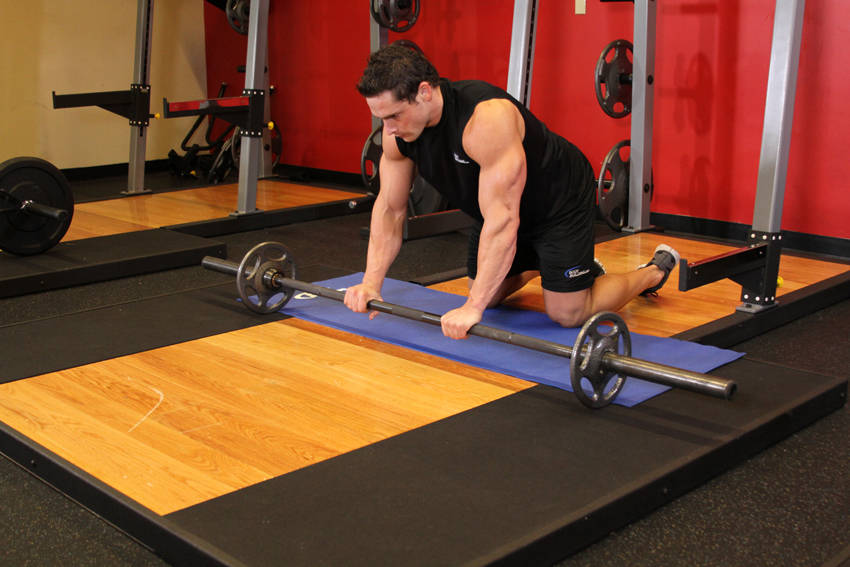 Barbell Ab Rollout - On Knees demonstration