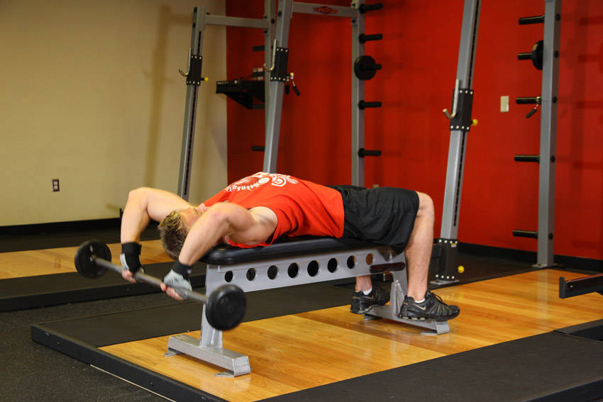 Bent-Arm Barbell Pullover demonstration