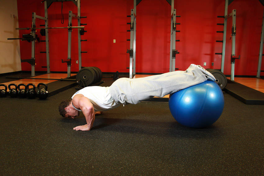 Push-Ups With Feet On An Exercise Ball demonstration