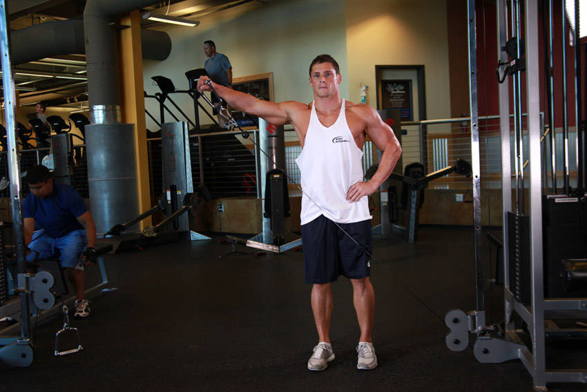 Standing Low-Pulley Deltoid Raise demonstration