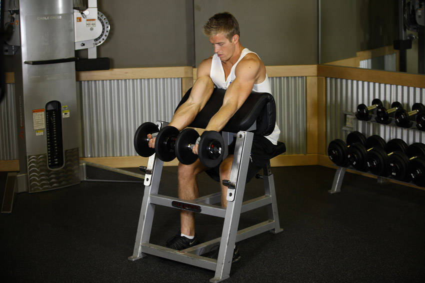 Two-Arm Dumbbell Preacher Curl demonstration