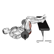 barbell glute bridge two legs on bench (male) demonstration