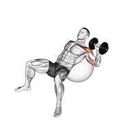 dumbbell incline one arm press on exercise ball modified demonstration